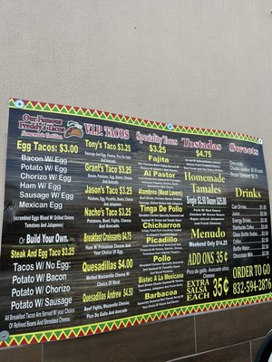 Menu photo 2 Freddy's Taco Shack Porter, TX