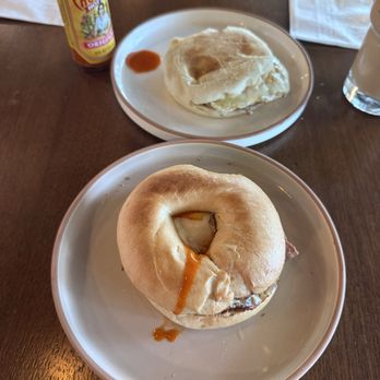 Cafe Jackson Hole - Bacon, egg, and cheese on a bagel, sausage, egg, and cheese on an english muffin with added cholula. - Coffee & Tea Near Me - Jackson, Wyoming