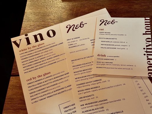 Menu photo 7 Neb Wine Bar Seattle, WA
