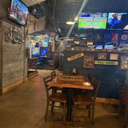Inside tables, bar snd tvs. Inside tables, bar snd tvs.