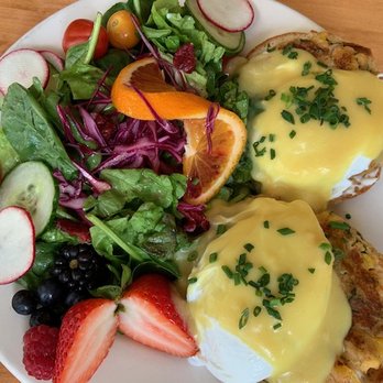 M henry - Shrimp and corn cake benedict - Breakfast & Brunch Near Me - Chicago, Illinois M henry - Shrimp and corn cake benedict - Breakfast & Brunch Near Me - Chicago, Illinois