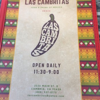Las Cambritas - Menu cover - Mexican Near Me - Cambria, California Las Cambritas - Menu cover - Mexican Near Me - Cambria, California