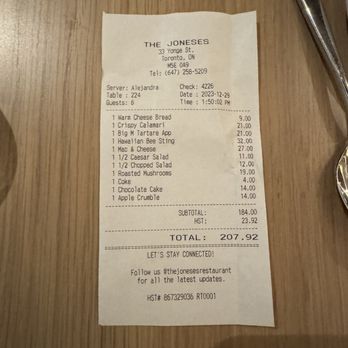 The Joneses - The damage. Very disappointed and O&B offering. With bad service (including manager) - American Near Me - Toronto, Ontario The Joneses - The damage. Very disappointed and O&B offering. With bad service (including manager) - American Near Me - Toronto, Ontario