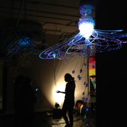 Galaxy: Science. Art. Party. - More cool lights plus unfinished wall for piñata like substance of mesh & papier mâché. I love this profile shot.