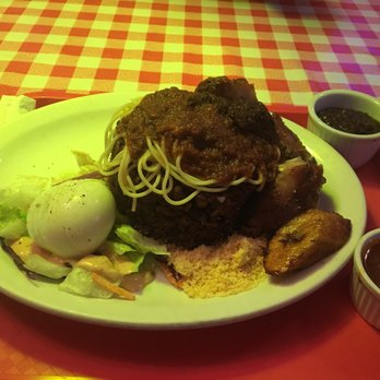 Afro Continental Bar and Grill - Waakye, salad with boiled egg, shito pepper and stew on the side - African Near Me - Toronto, Ontario Afro Continental Bar and Grill - Waakye, salad with boiled egg, shito pepper and stew on the side - African Near Me - Toronto, Ontario