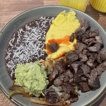Central 25 - Bowl with steak, beans, eggs, potatoes, cheese and guacamole - Mexican Near Me - Monroe, Connecticut