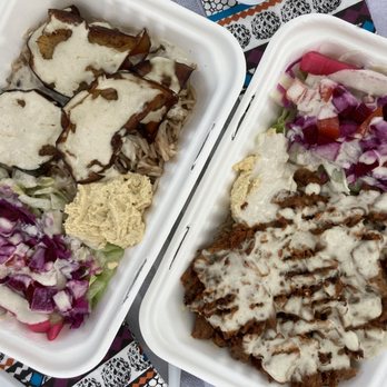 Eat Nabati - Left: Eggplant bowl combo (4/5) Right: Baba 'beef' shawarma combo (3/5) - Middle Eastern Near Me - Toronto, Ontario