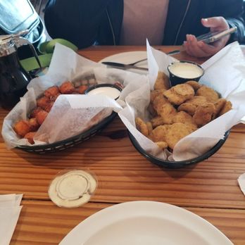Mullets - Fried pickles and sweet potato tots with marshmallow sauce - Breakfast & Brunch Near Me - Des Moines, Iowa Mullets - Fried pickles and sweet potato tots with marshmallow sauce - Breakfast & Brunch Near Me - Des Moines, Iowa