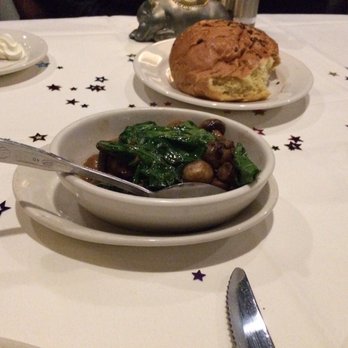 Morton's The Steakhouse - Side dish of spinach and button mushrooms. - Steakhouses Near Me - Honolulu, Hawaii