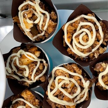 Cinnabon - Deconstructed Cinnabons in a paper bowl with a dead Pokémon swirly eyes glaze - Bakeries Near Me - West Hartford, Connecticut Cinnabon - Deconstructed Cinnabons in a paper bowl with a dead Pokémon swirly eyes glaze - Bakeries Near Me - West Hartford, Connecticut