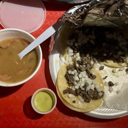 Mexican Cowboy - Street tacos and charro beans (I had already eaten 2 before snapping this pic)