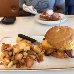 Maple bacon croissant sandwich