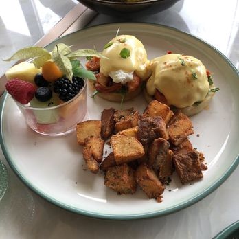 Glass Kitchen - Lobster eggs Benny (front) and Fried Chicken Crazy Wavy Gravy - Breakfast & Brunch Near Me - Markham, Ontario