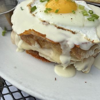 Netshed No. 9 - Croque madame.  So good!  Perfect bechamel sauce! - Breakfast & Brunch Near Me - Gig Harbor, Washington