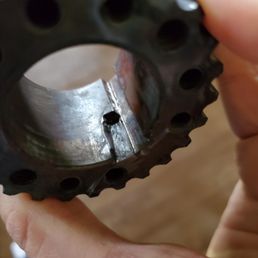 This groove along the side was created due to the bolt being loose. Several teeth were also missing from the corresponding brace. This groove along the side was created due to the bolt being loose. Several teeth were also missing from the corresponding brace.