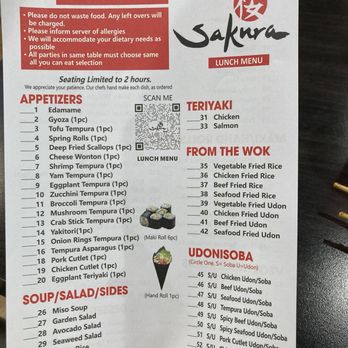 Sakura Sushi - Menu - Japanese Near Me - Mesa, Arizona
