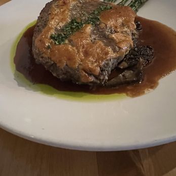 Watershed Cafe - Million Dollar Meatloaf with roasted asparagus and zucchini with morel mushroom and peppercorn gravy. - New American Near Me - Leavenworth, Washington