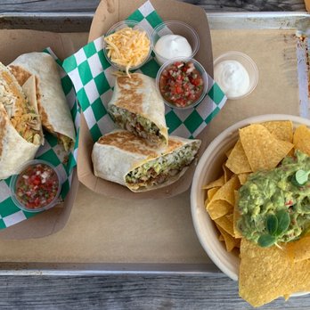 Hideaway - Montauk - Chicken burrito and chips with guacamole - Mexican Near Me - Montauk, New York