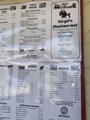 Menu photo 4 Virgil's Restaurant Raeford, NC Menu photo 4 Virgil's Restaurant Raeford, NC