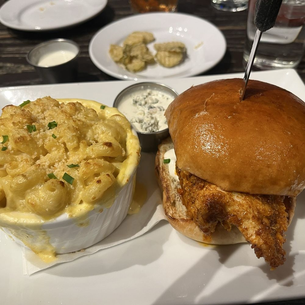 The Stillery - Hot chicken sandwich with Mac and Mac & Cheese - New American Near Me - Nashville, Tennessee The Stillery - Hot chicken sandwich with Mac and Mac & Cheese - New American Near Me - Nashville, Tennessee
