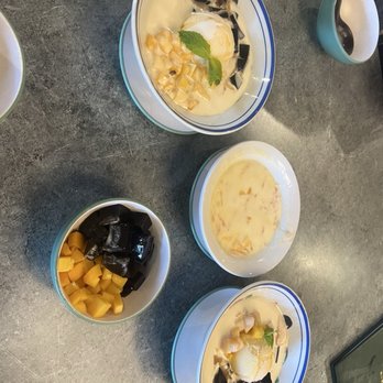 Tim Ho Wan - Mango coconut cream parfait & Mango Sago desserts - Dim Sum Near Me - Irvine, California Tim Ho Wan - Mango coconut cream parfait & Mango Sago desserts - Dim Sum Near Me - Irvine, California