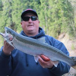 Steve's Guided Adventures - Scott from California with a nice Steelhead.