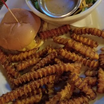 Seven Saints - Classic with cheese, Asian salad and French fries - American Near Me - Champaign, Illinois Seven Saints - Classic with cheese, Asian salad and French fries - American Near Me - Champaign, Illinois