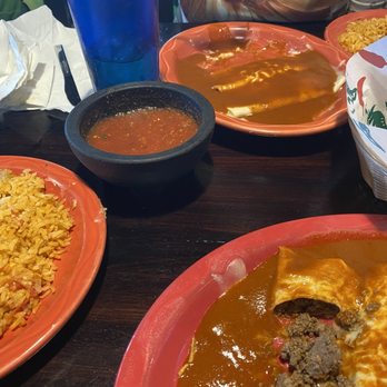 Gran Agave - The plate in the bag is cheese, enchiladas and you can tell that they just dumped a whole can of red sauce on it - Mexican Near Me - Riverview, Florida