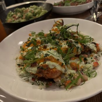 Estelle - PIRI PIRI CHICKEN (Wild acres half chicken, jasmine rice, beans, giardinere, basil crema) - Wine Bars Near Me - Saint Paul, Minnesota