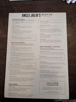 Menu photo 1 Uncle Julio's Brookfield, WI Menu photo 1 Uncle Julio's Brookfield, WI