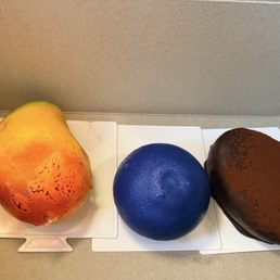 mango, blueberry, cocoa bean mango, blueberry, cocoa bean