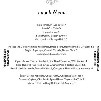 The Culpeper - Lunch menu - British Near Me - London, XGL