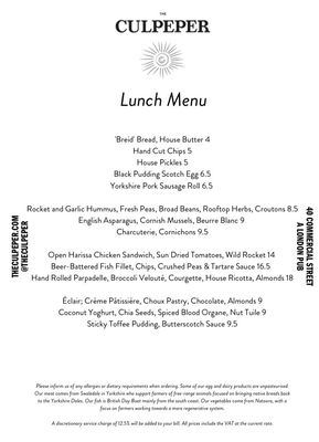 Menu photo 4 The Culpeper London, XGL