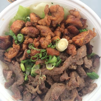 Flame Broiler - The works bowl: angus beef, chicken, veggies, and brown rice - Fast Food Near Me - La Jolla, California Flame Broiler - The works bowl: angus beef, chicken, veggies, and brown rice - Fast Food Near Me - La Jolla, California