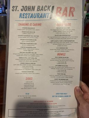 Menu photo 2 Back Bar St John, VI
