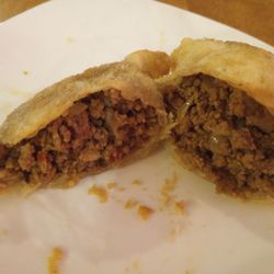 Subito Sandwich - Inside the beef samosas. I was pleasantly surprised that they were spicy.