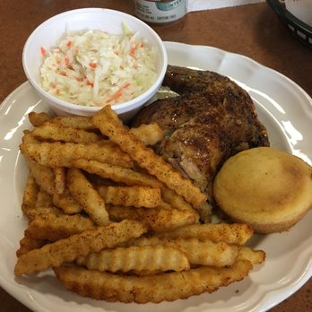 Chef's Rotisserie - 1/4 rotisserie with cajun fries and cole slaw. Cornbread was also great - Sandwiches Near Me - East Windsor, New Jersey