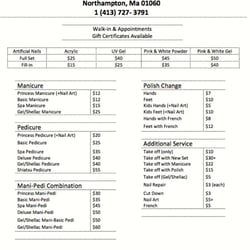 Kelley's Nails - Kelley's Nails Price Sheet