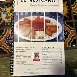 El Mexicano Restaurant - Menu cover