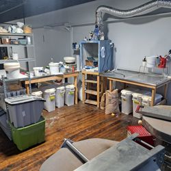 Mudstone Studios - Glaze mixing area