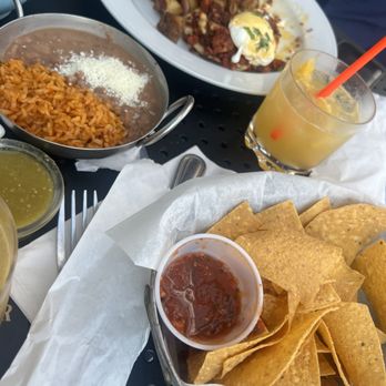 Don Tequila Urban Cantina - Chips and salsa come free , rice and beans comes with tacos from the brunch menu - Mexican Near Me - Glendale, New York