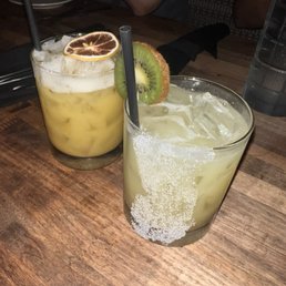 Golden Hour mock tail (left) Kiwi Coconut summer menu (right)