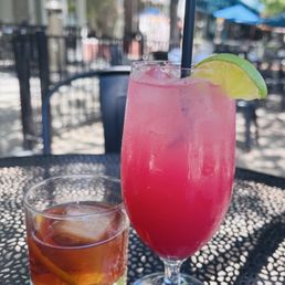 Old fashioned and non alcohol prickly pear margarita