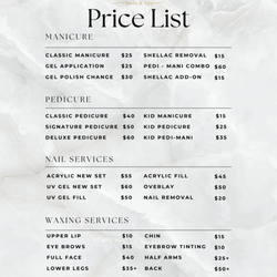Galaxy Nails & Spa pricelist.