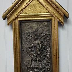 50% Off Framing - 1800's bronze relief custom framed uniquely.