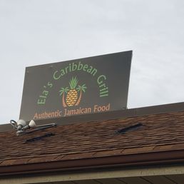 a sign on the roof