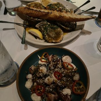 Perla's - Grilled Octopus & Papas Bravas and Baked New Orleans Oyster appetizer - Seafood Near Me - Austin, Texas
