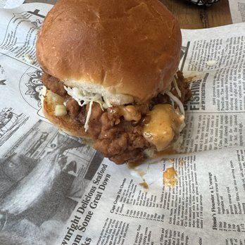 Burnt Chicken - Bourbon Chicken Sandwich (Fries removed) - Burgers Near Me - Saint Paul, Minnesota