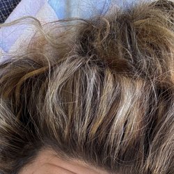 Final result. Brassy, uneven, I don't know how else to describe my hair but embarrassing.