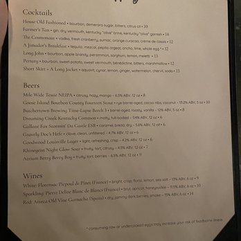 Epiphany - Cocktail, beer, and wine menu - Cocktail Bars Near Me - Louisville, Kentucky